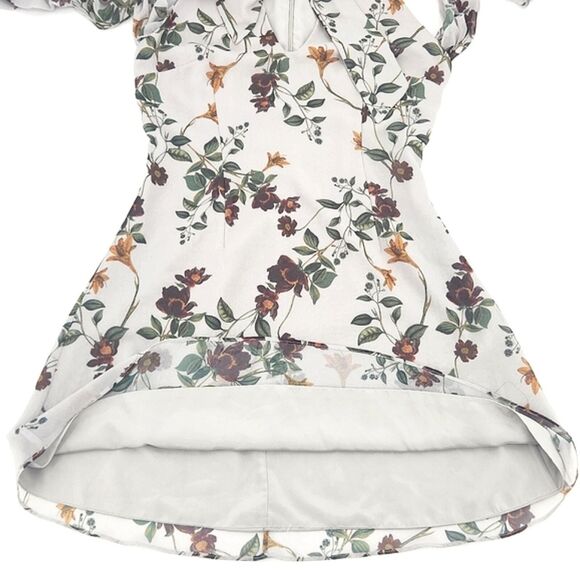 Keepsake Twilight Dreams Mini Dress Small Women Gray Garden Floral Cold Shoulder - Picture 2 of 11
